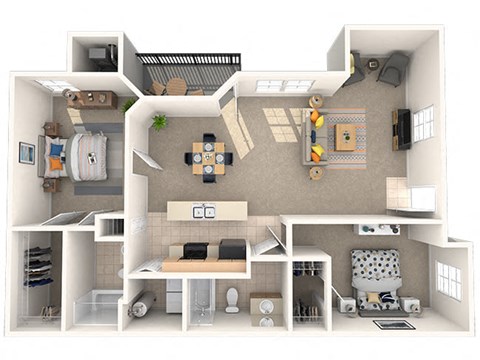 a floor plan of a 2 bedroom apartment